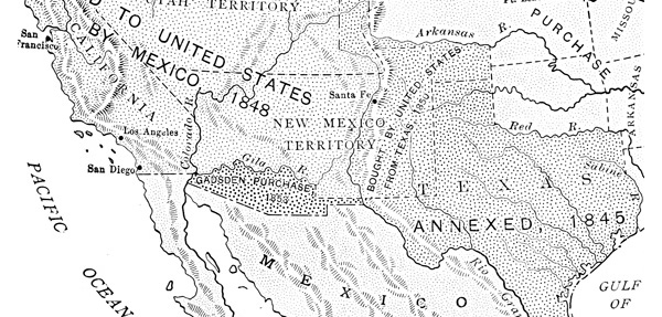 An old map of the United States.