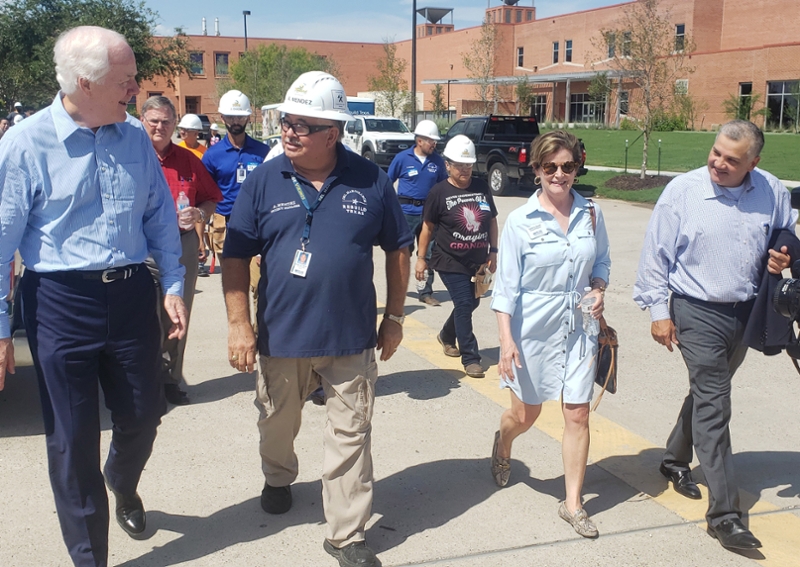 Senator John Cornyn with Rebuild Texas Project Coordinator Arnold Mendez, President and CEO Mark Escamilla, Ph.D, and Regent Carol Scott