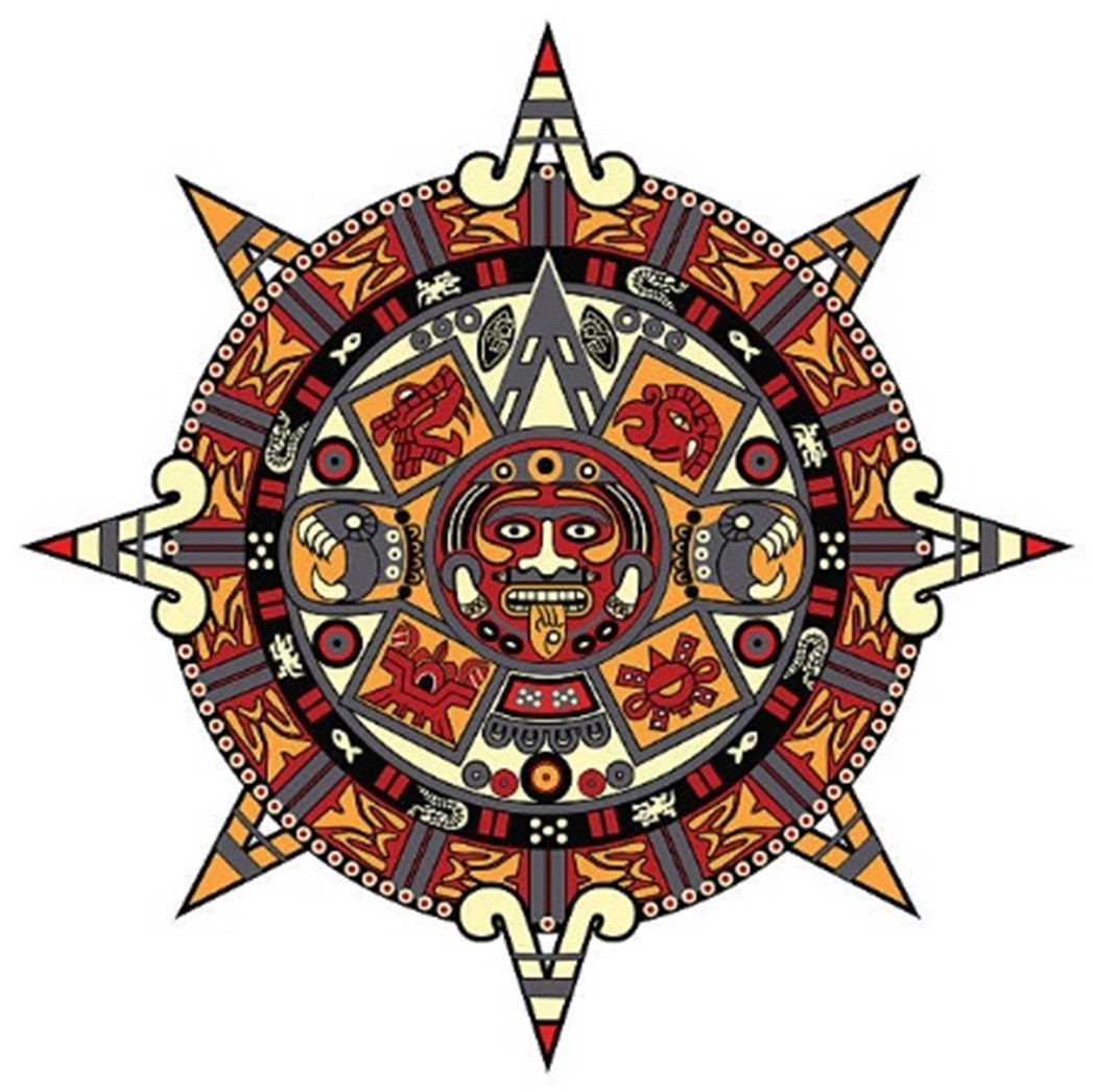 Graphic image of the Aztec Sun Stone