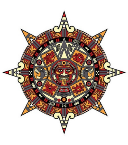 Graphic image of the Aztec Sun Stone
