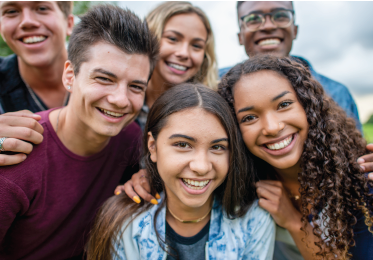 Happy students of mixed gender