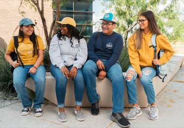 Del Mar College students hanging around on campus