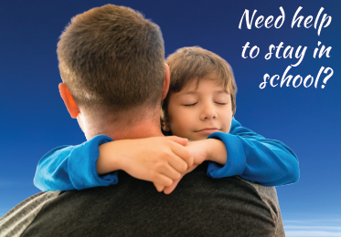 Male student, looking away and holding son, who is facing the camera with words "Need more help to pay for school? Outside Scholarships.