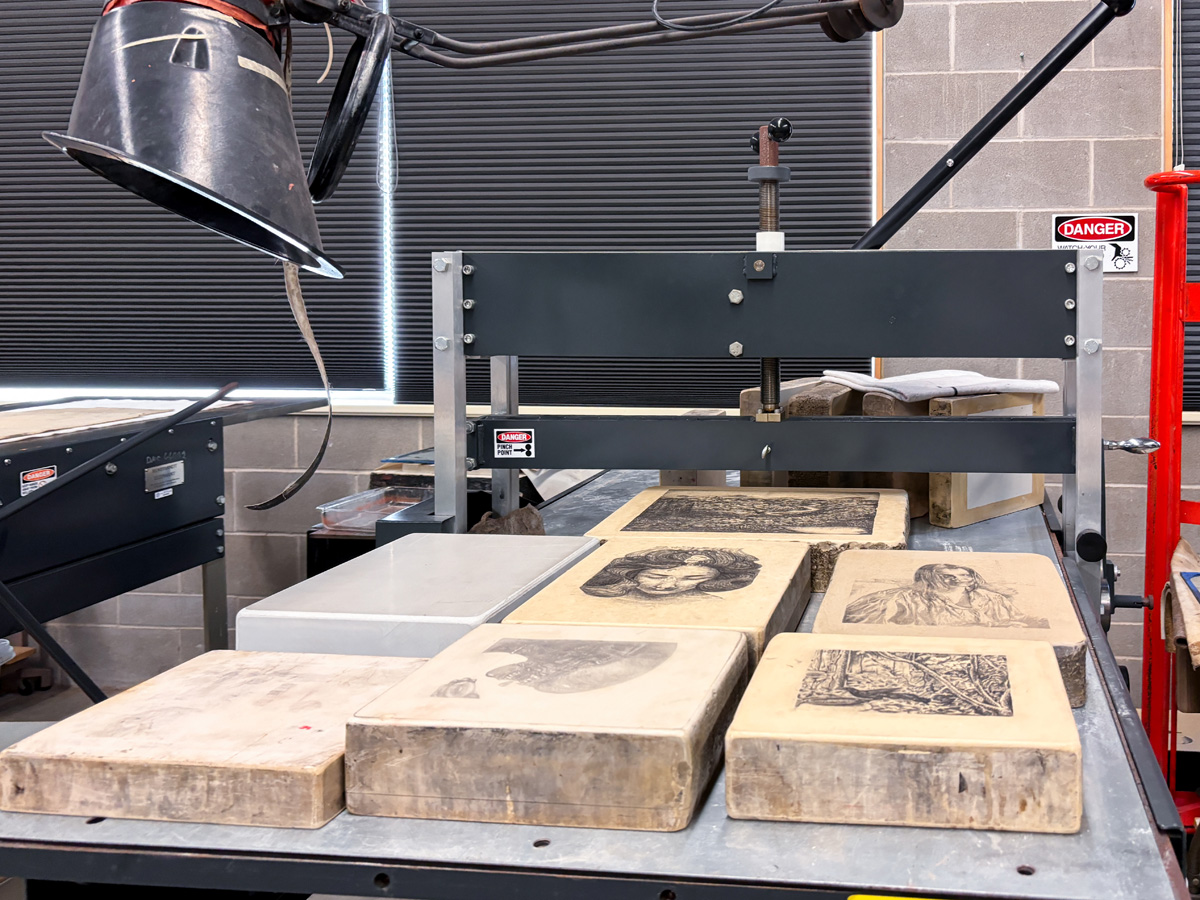 lithograph stones and press