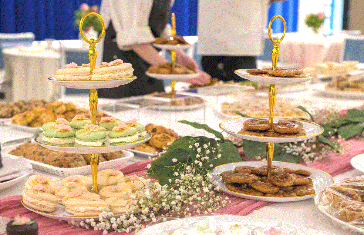 A table of sweets prepared for a culinary arts presentation