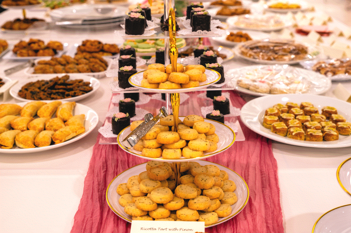 A table set up with sweets prepared by the culinary arts students