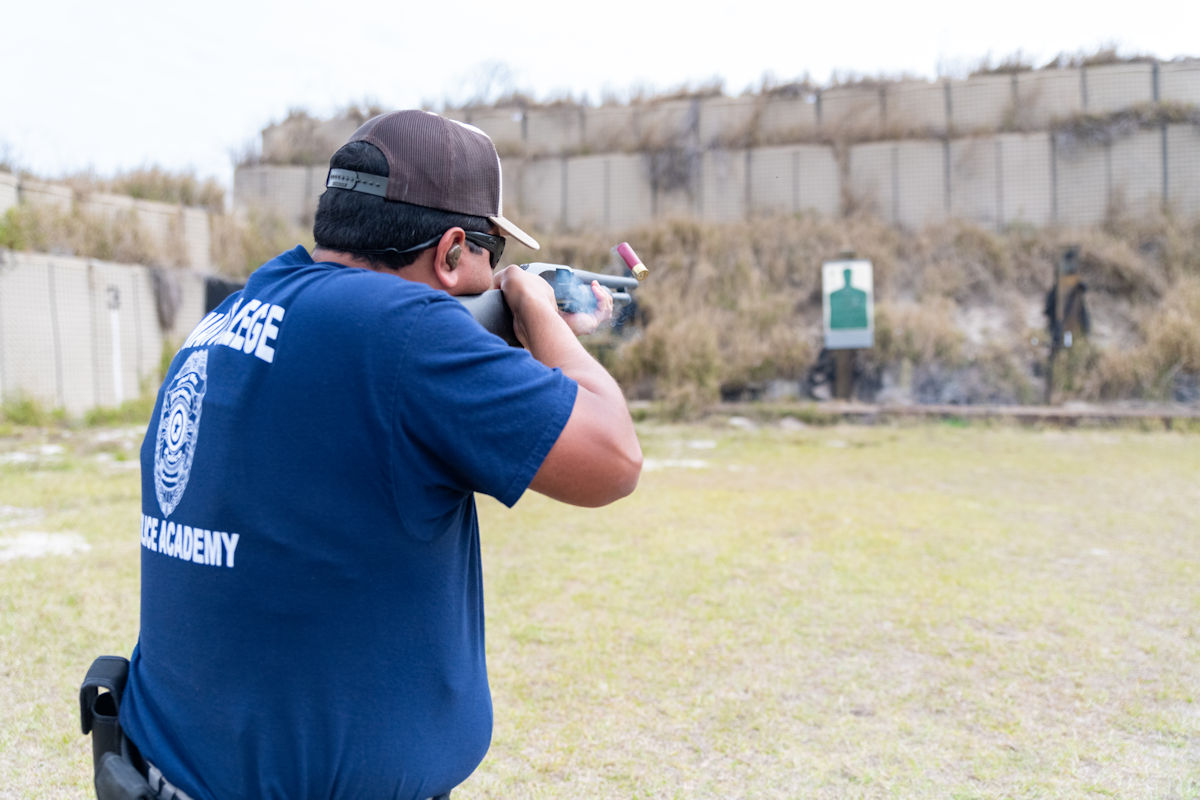 Student at firearms training