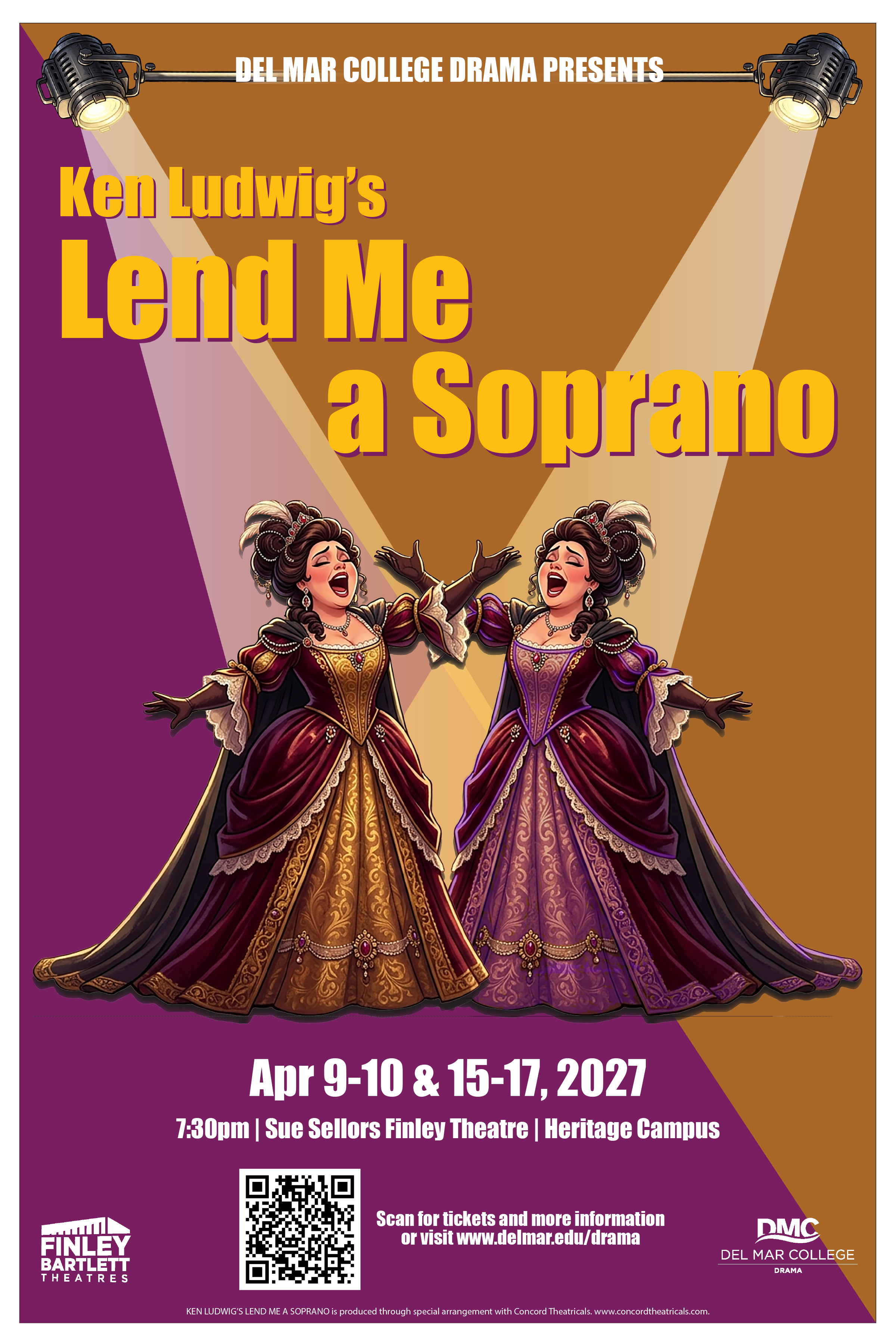 Lend me a soprano poster showing twin female opera singers facing each other singing