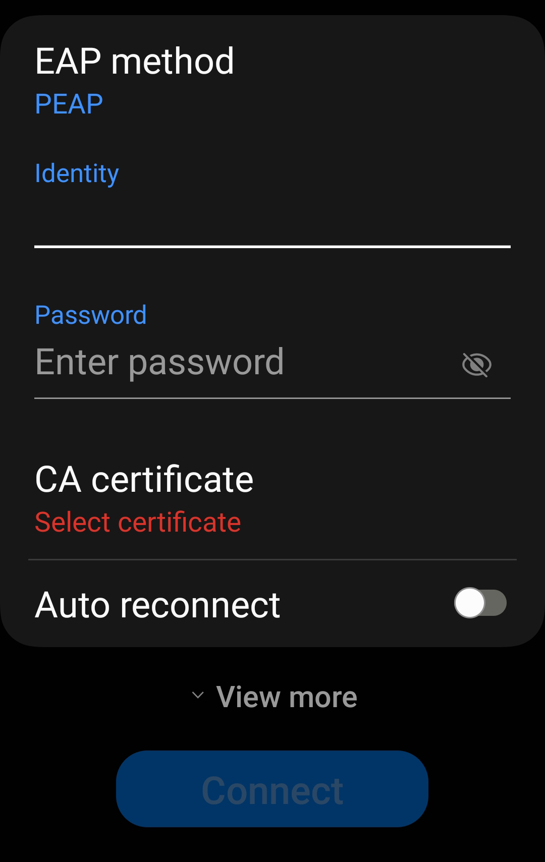 Screenshot showing Select Certificate on Android