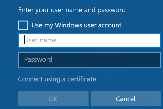 Screenshot showing credentials on Windows device