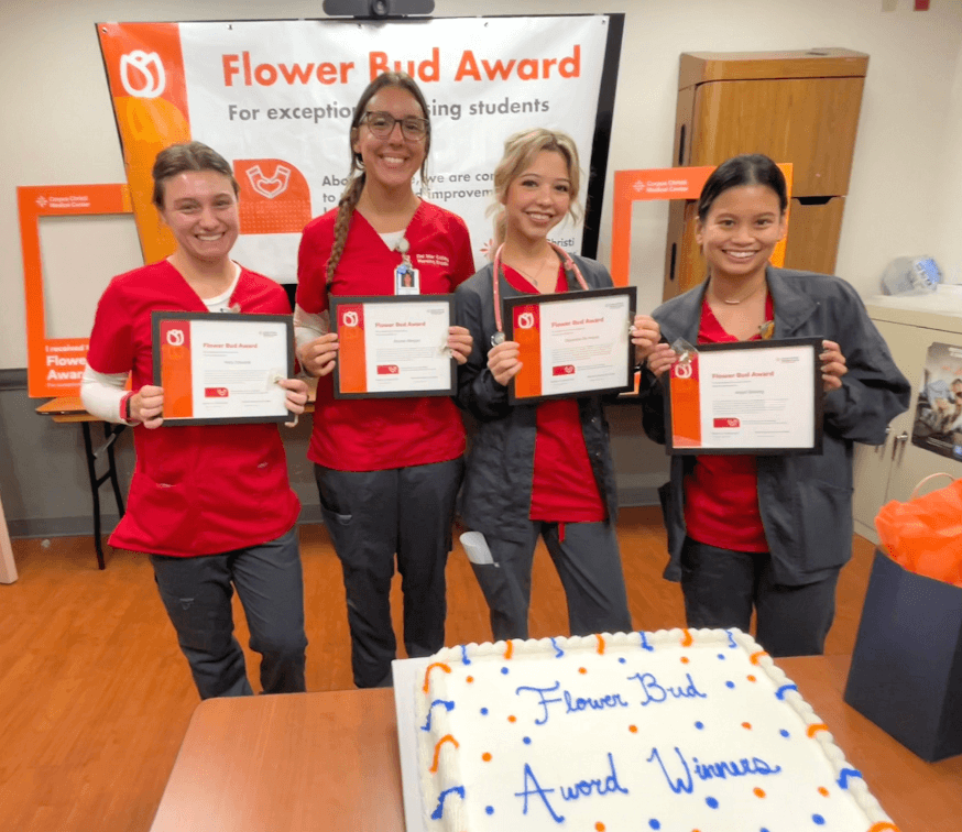 Nursing students Deyanira Dehoyos, Brooke Morgan, Angel Galang and Holly Edwards