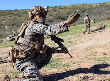 an infantry soldier in the field in camoflage fatigues