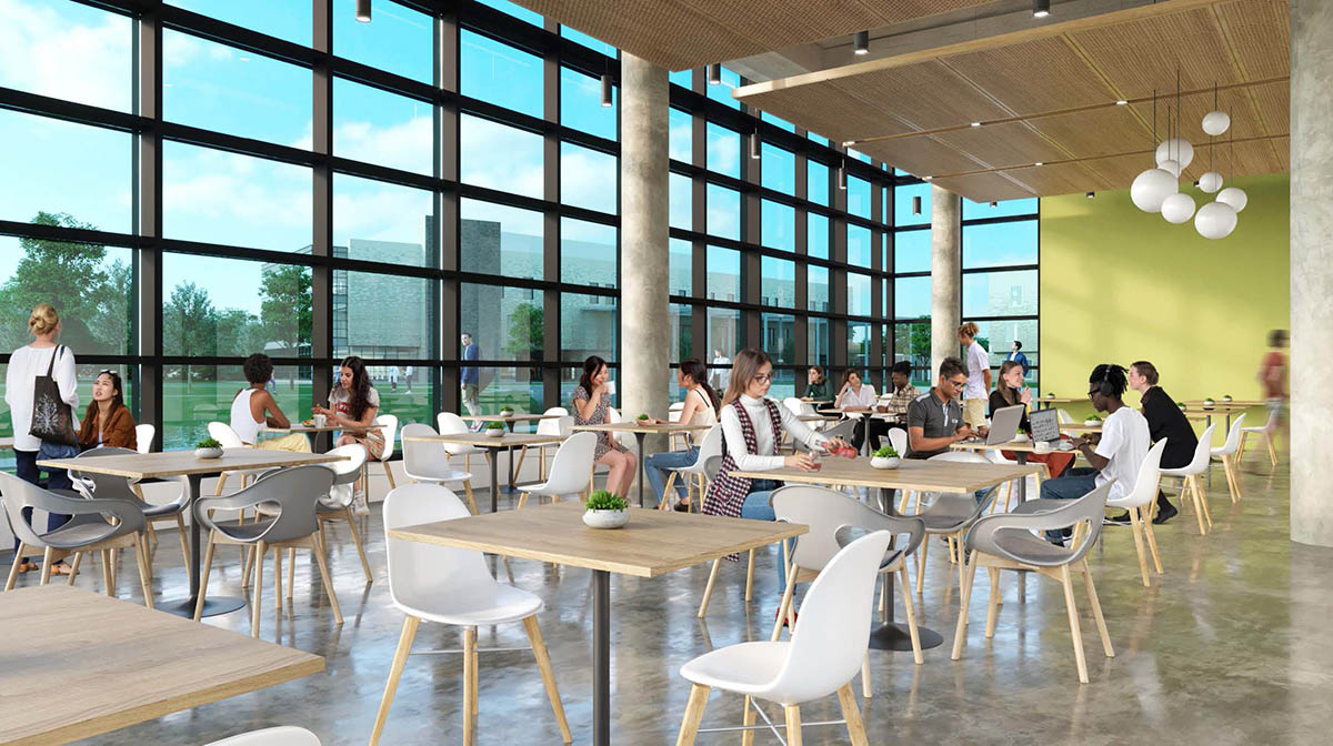 Rendering of a dining area at the Oso Creek Campus