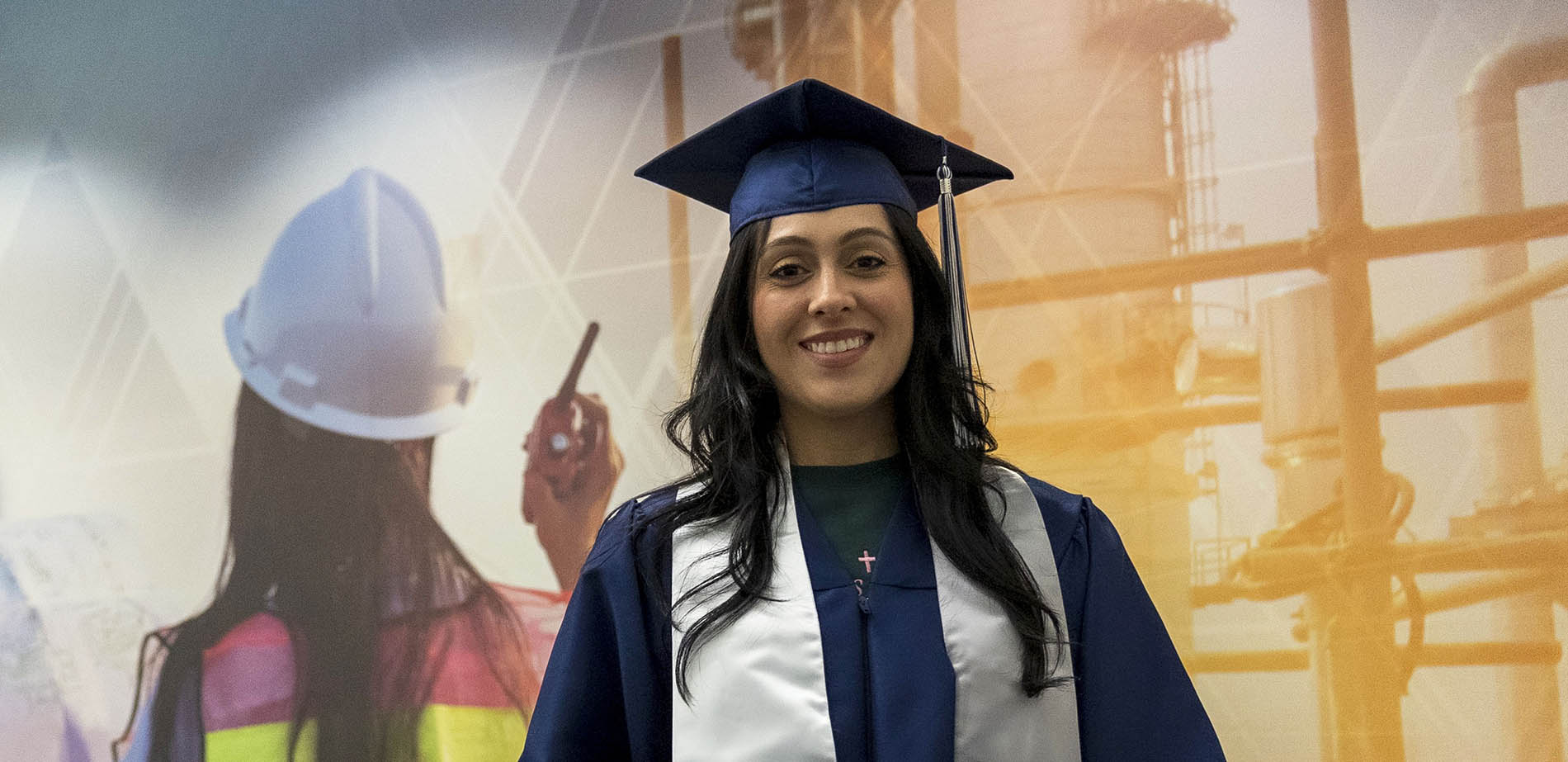DMC Graduate Elizabeth Pacheco in cap and gown