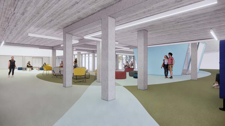 Rendering of interior of former Music building