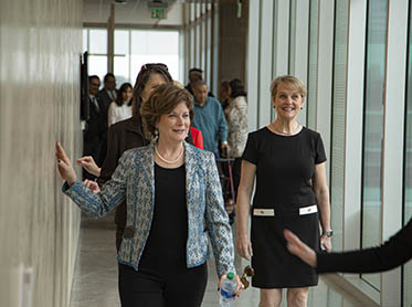 Regents taking a tour of the General Academic and Music Building